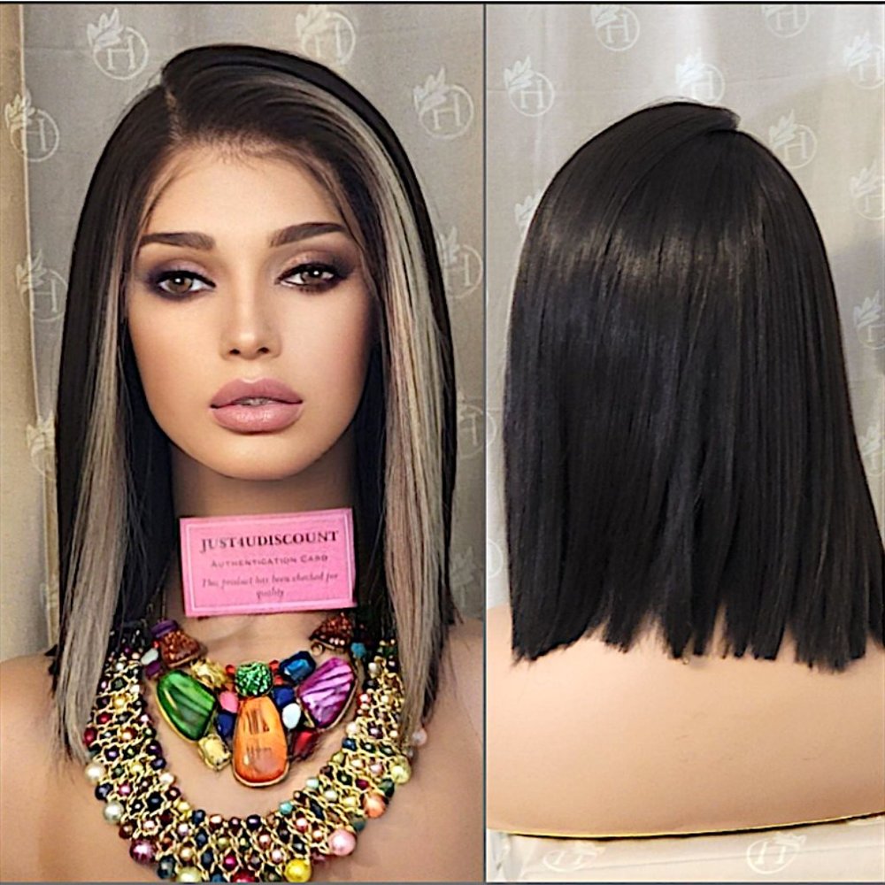 Wowfactor Freepart chocolate brown blonde highlighted h.d lace front wig